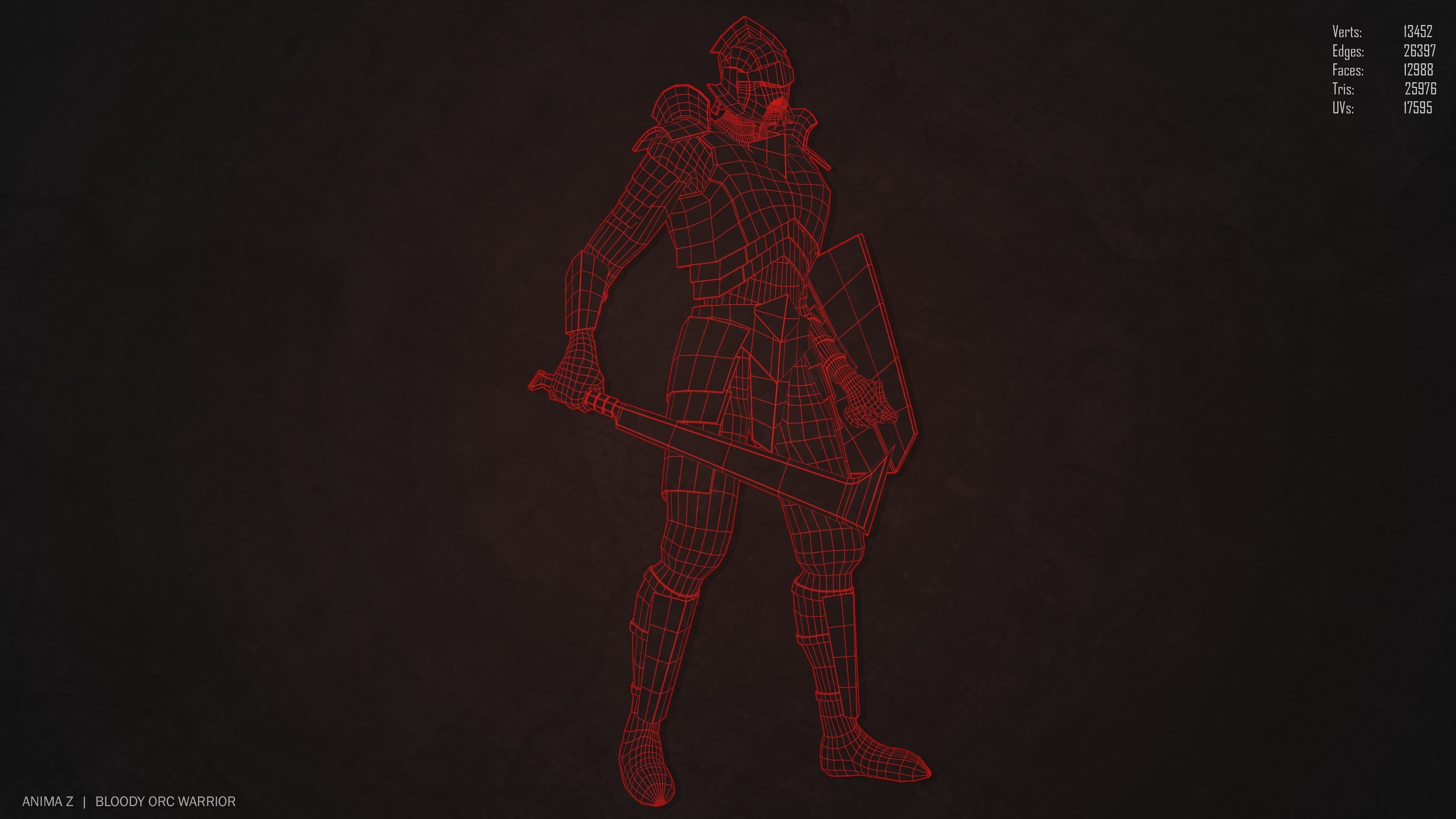 Bloody Orc Low-poly 3D model_2