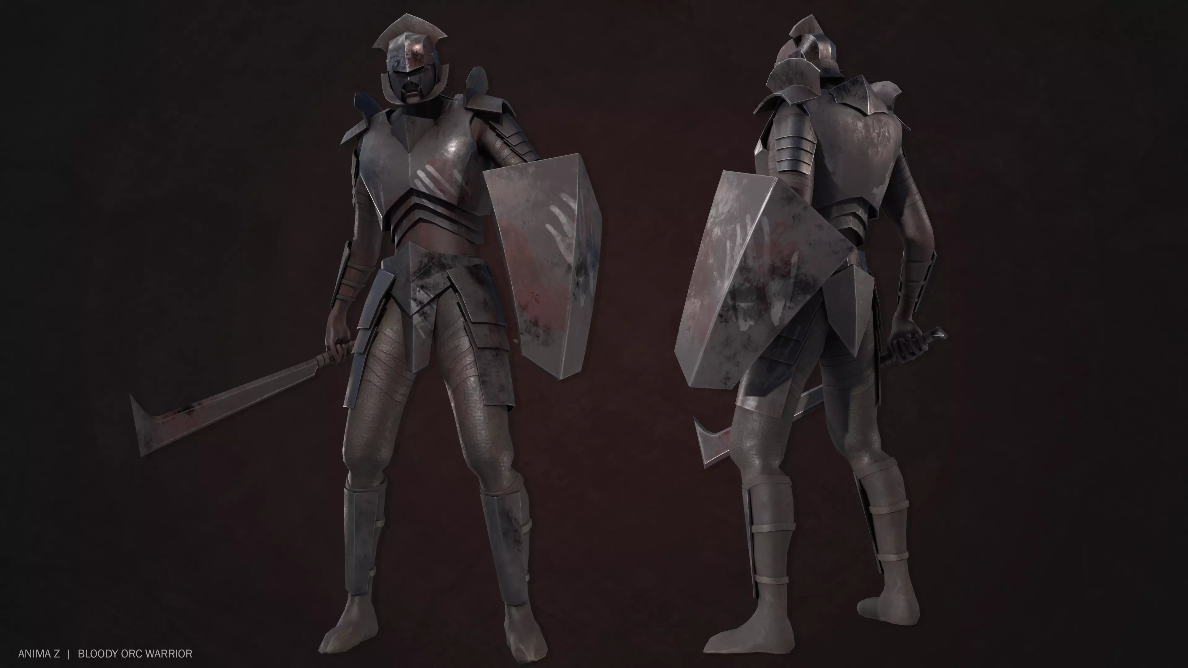 Bloody Orc Low-poly 3D model_0