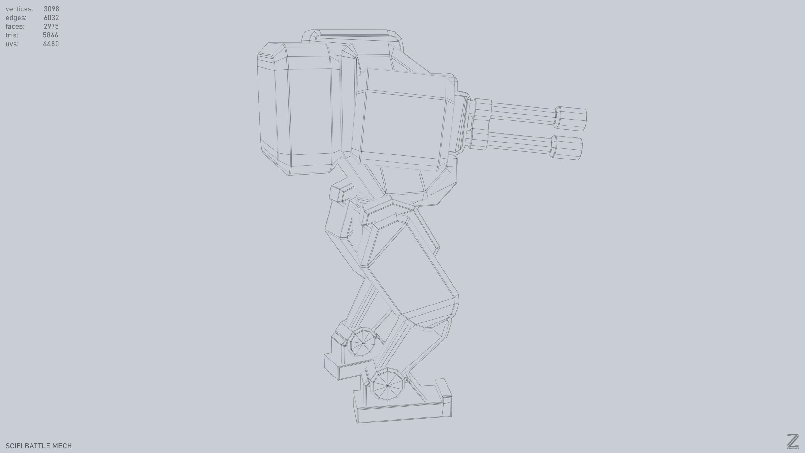 Low poly stylized mech Low-poly 3D model_13