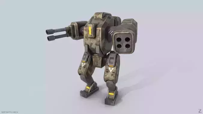 Low poly stylized mech Low-poly 3D model