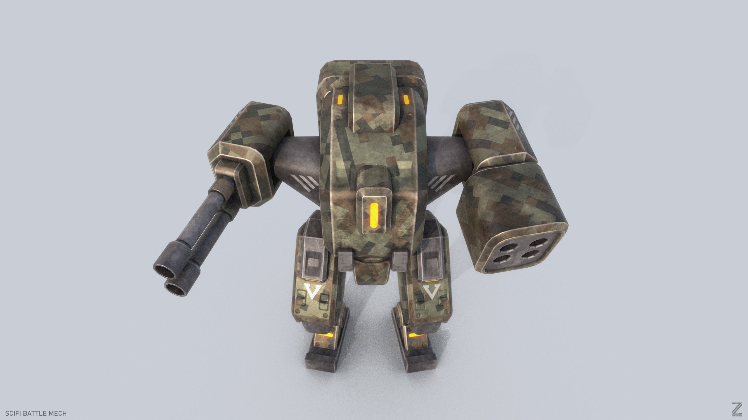 Low poly stylized mech Low-poly 3D model_6