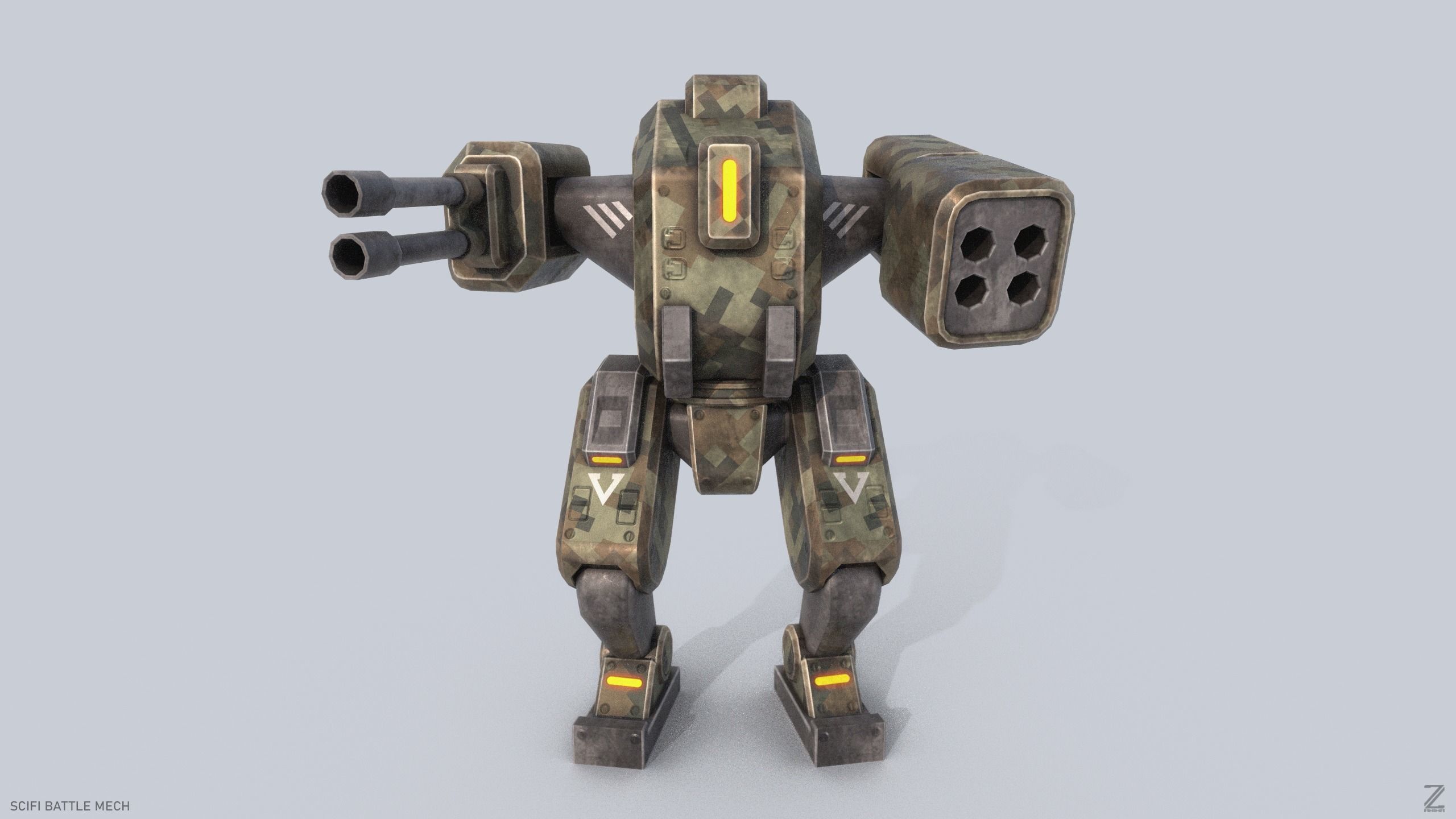 Low poly stylized mech Low-poly 3D model_5