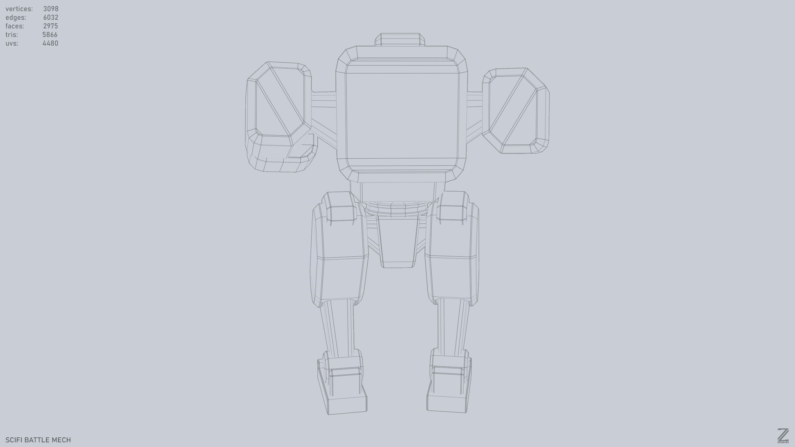 Low poly stylized mech Low-poly 3D model_12