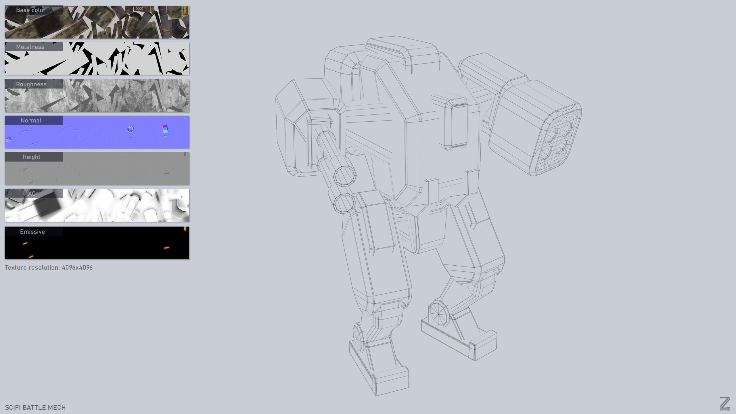 Low poly stylized mech Low-poly 3D model_2