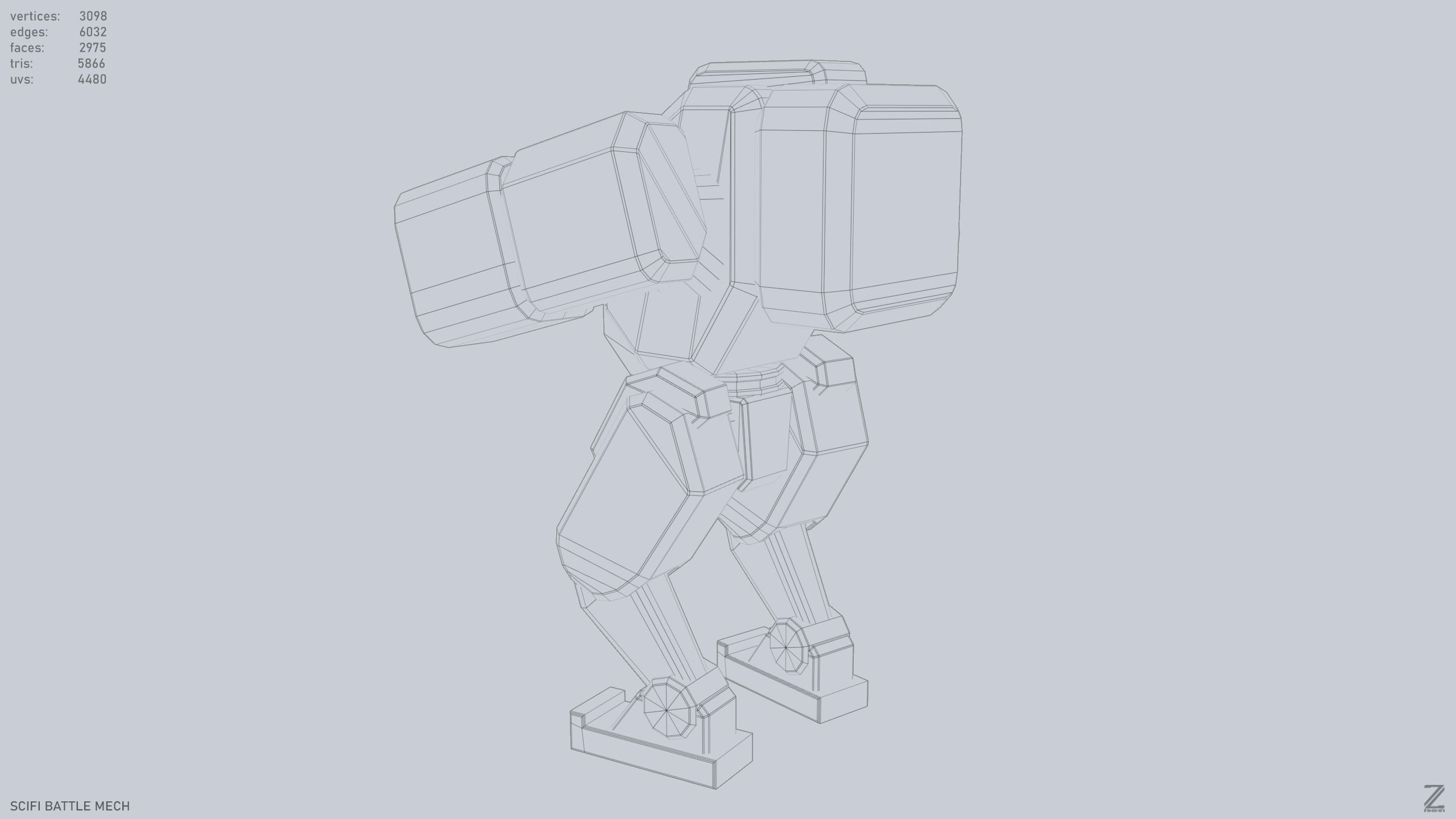 Low poly stylized mech Low-poly 3D model_11