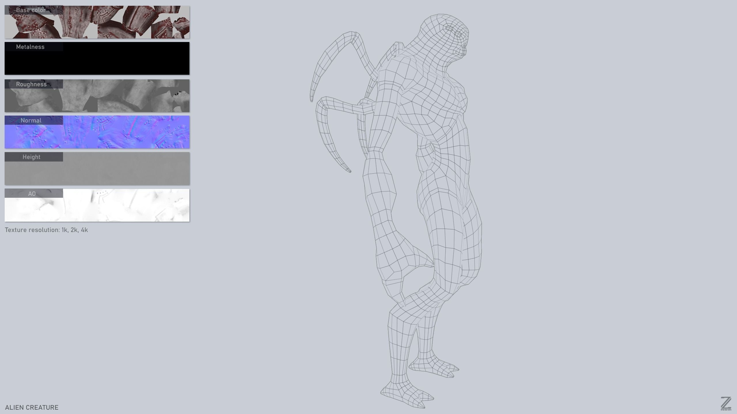 Vr Alien Model 3D model Alien creature VR / AR / low-poly | CGTrader