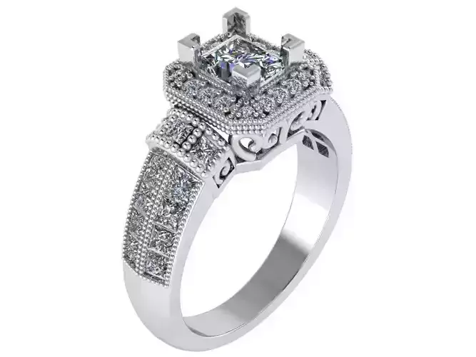 Diamond Halo Chevron Setting Ring 1555