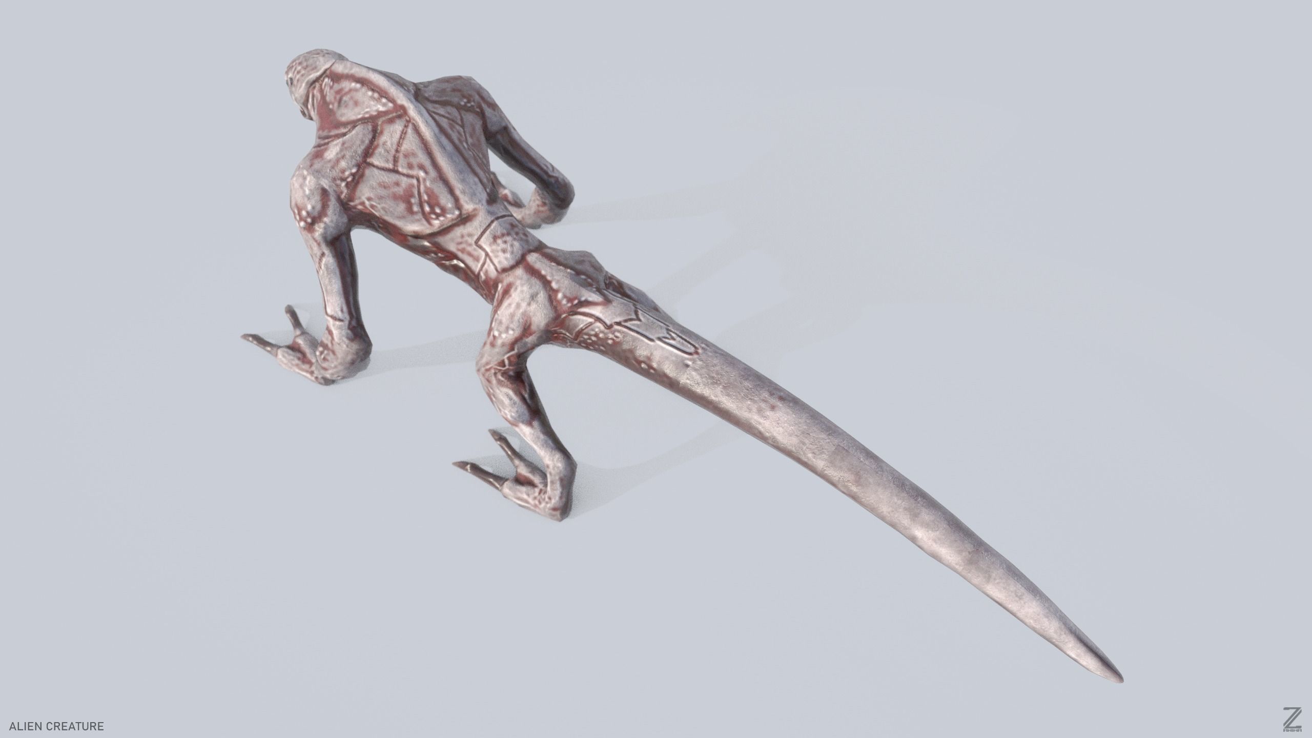 Alien creature Low-poly 3D model_5