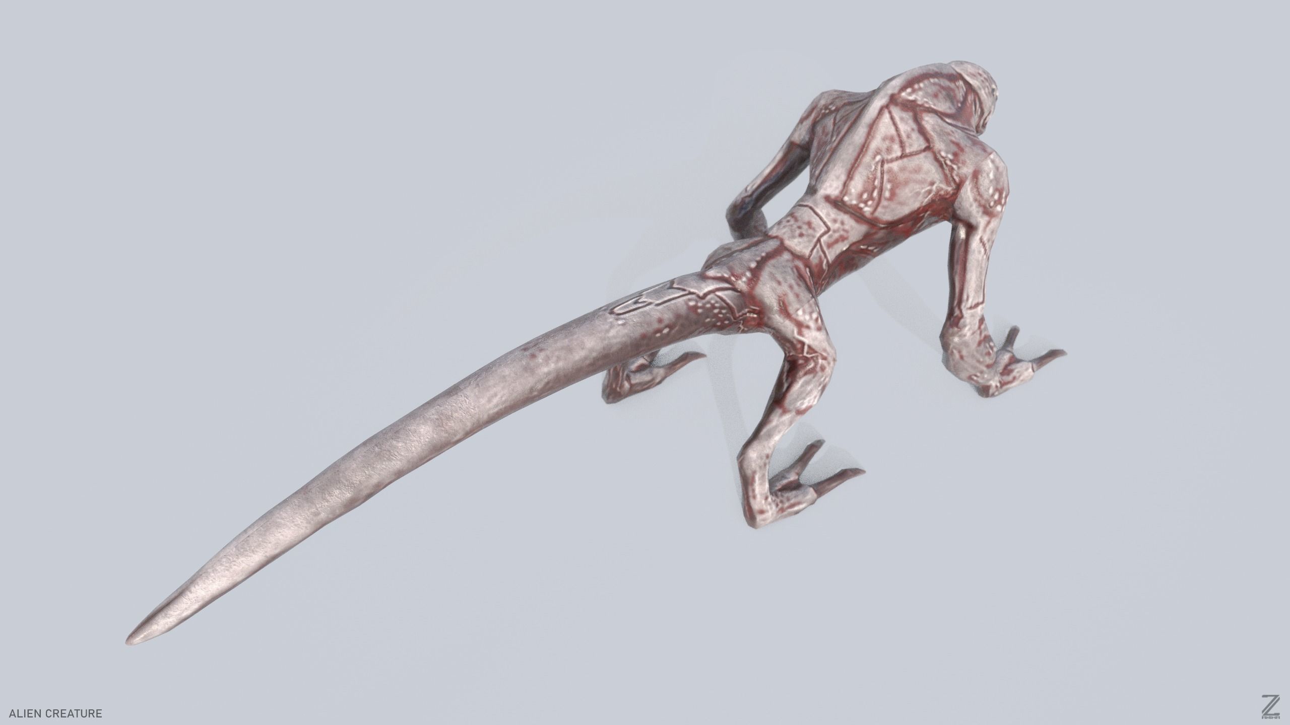 Alien creature Low-poly 3D model_6