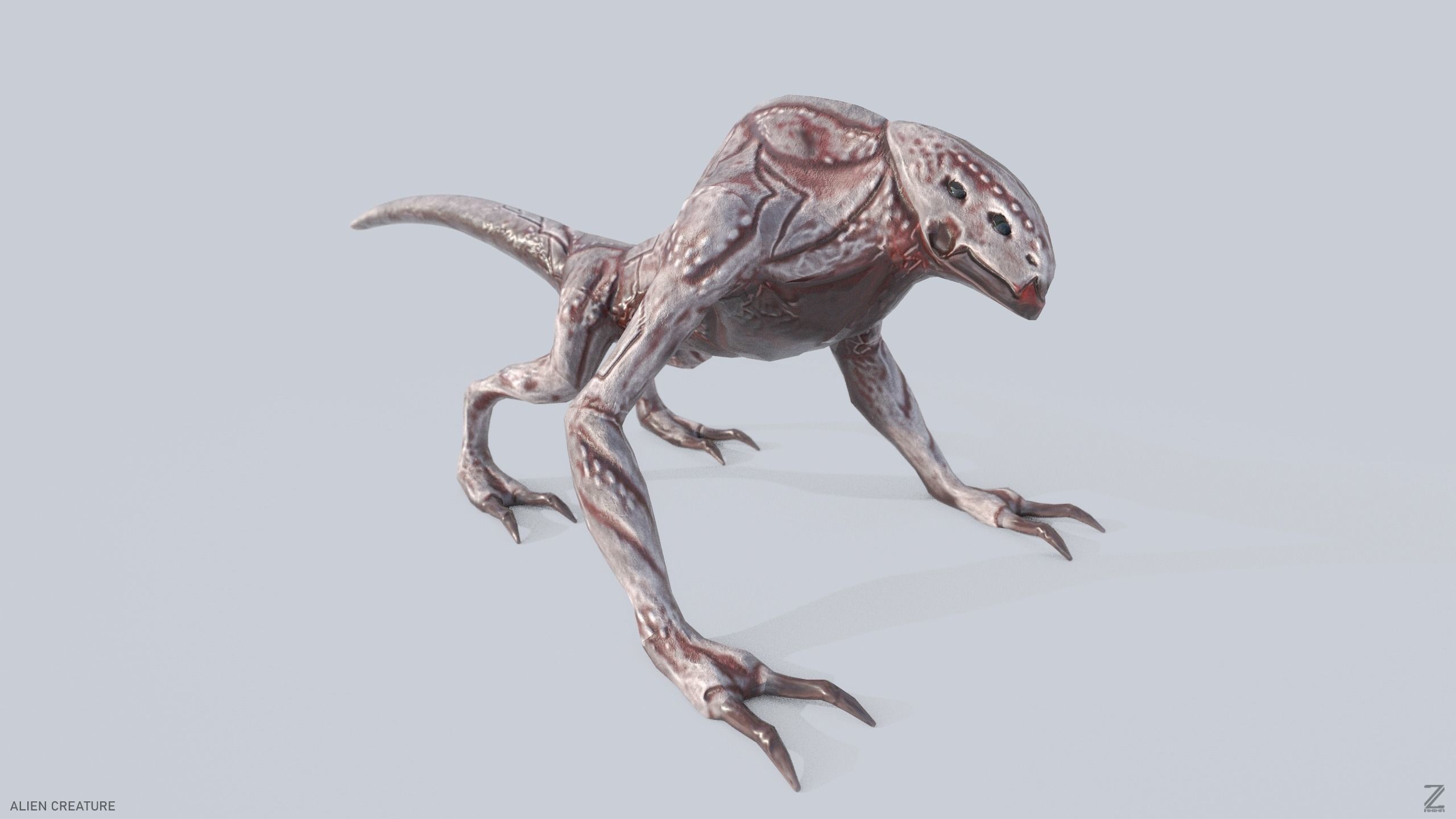 Alien creature Low-poly 3D model_8