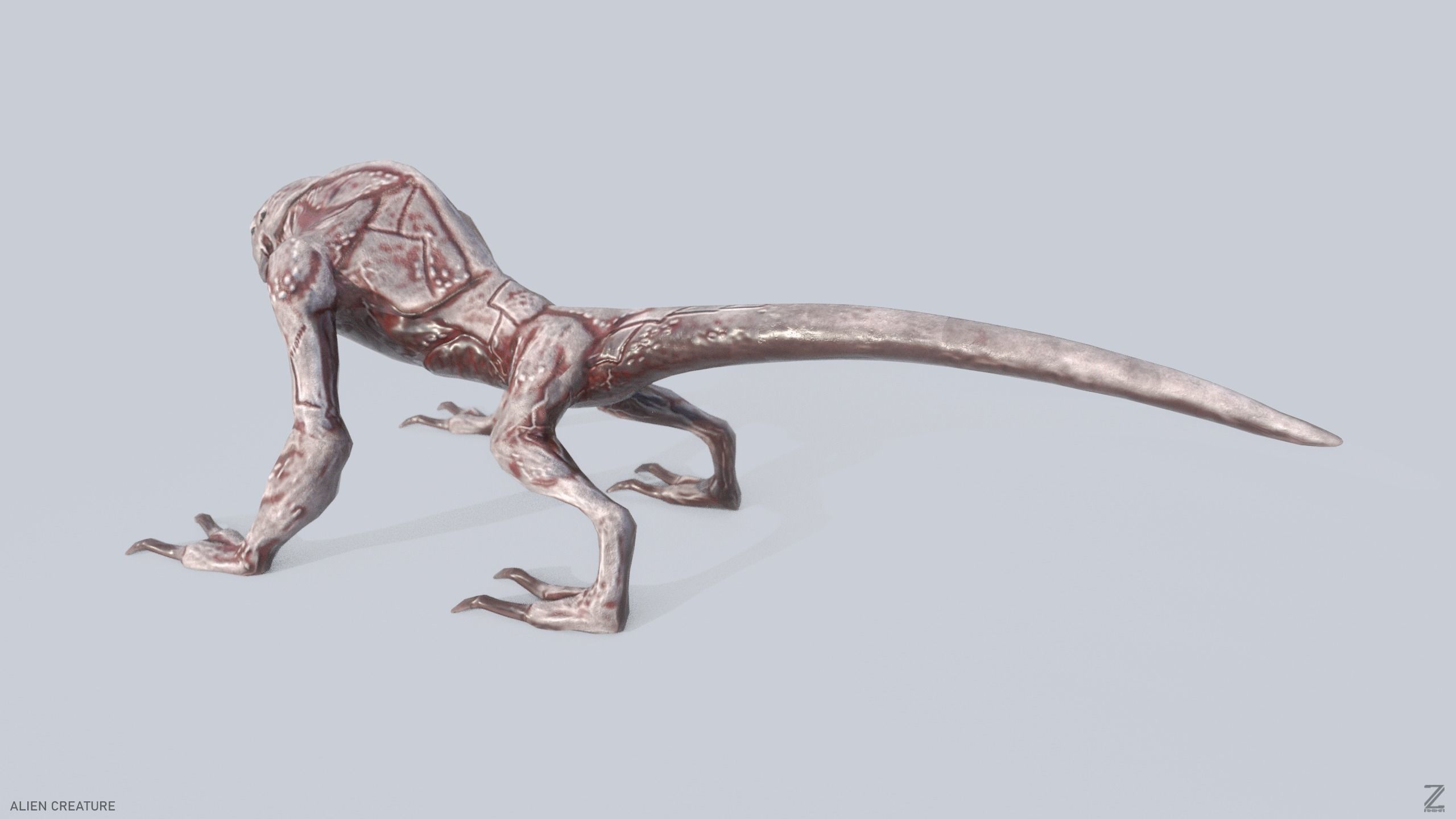 Alien creature Low-poly 3D model_4