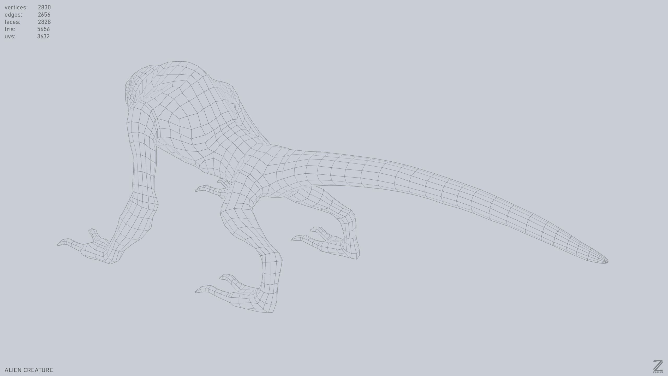 Alien creature Low-poly 3D model_11