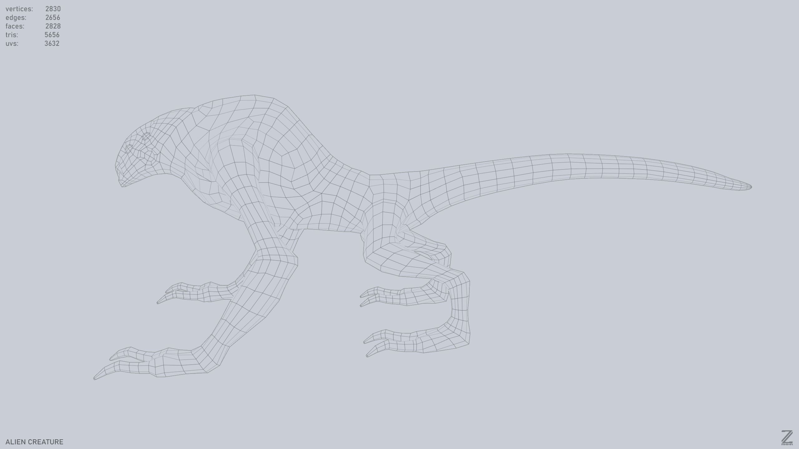 Alien creature Low-poly 3D model_10