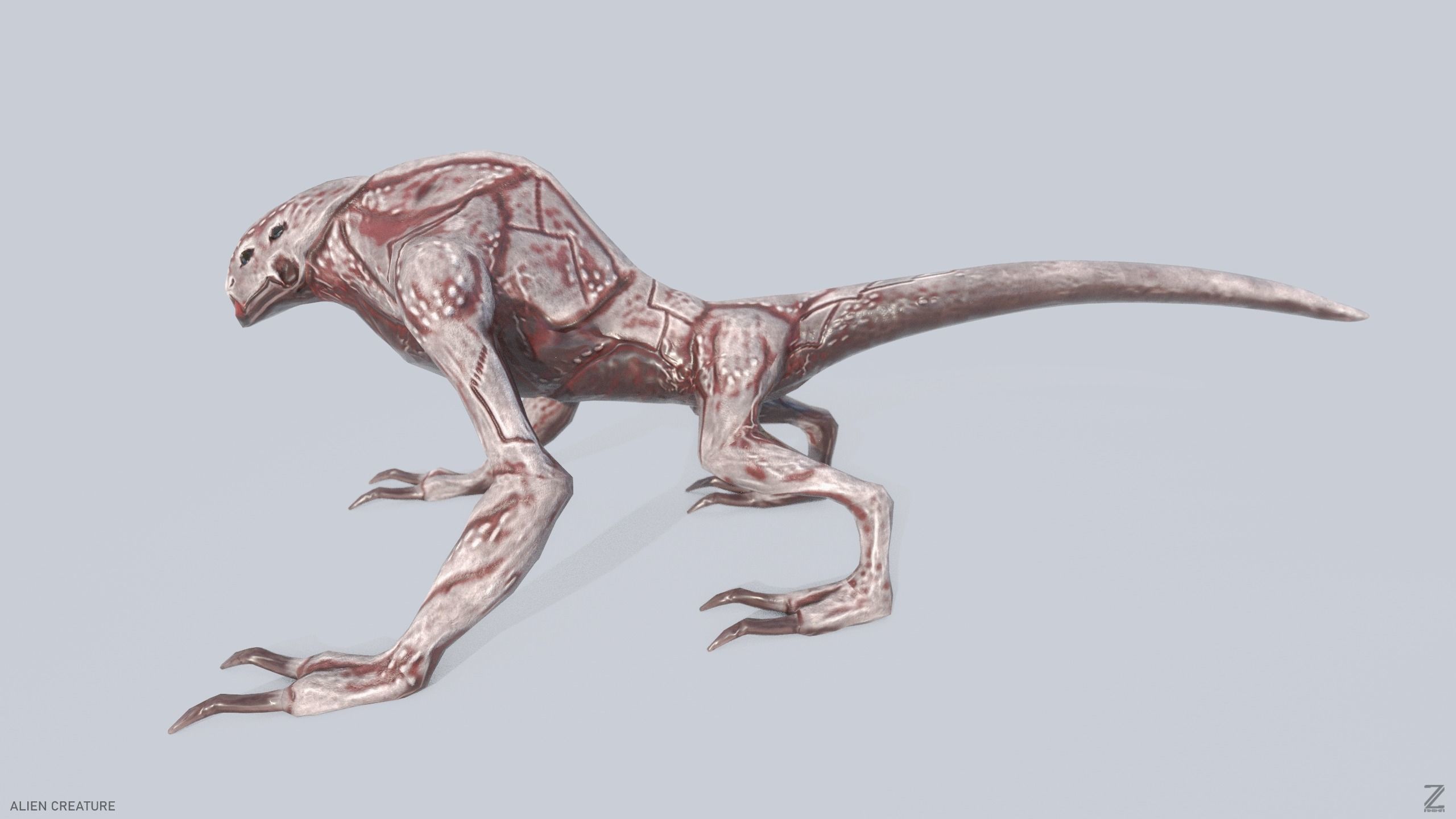 Alien creature Low-poly 3D model_2