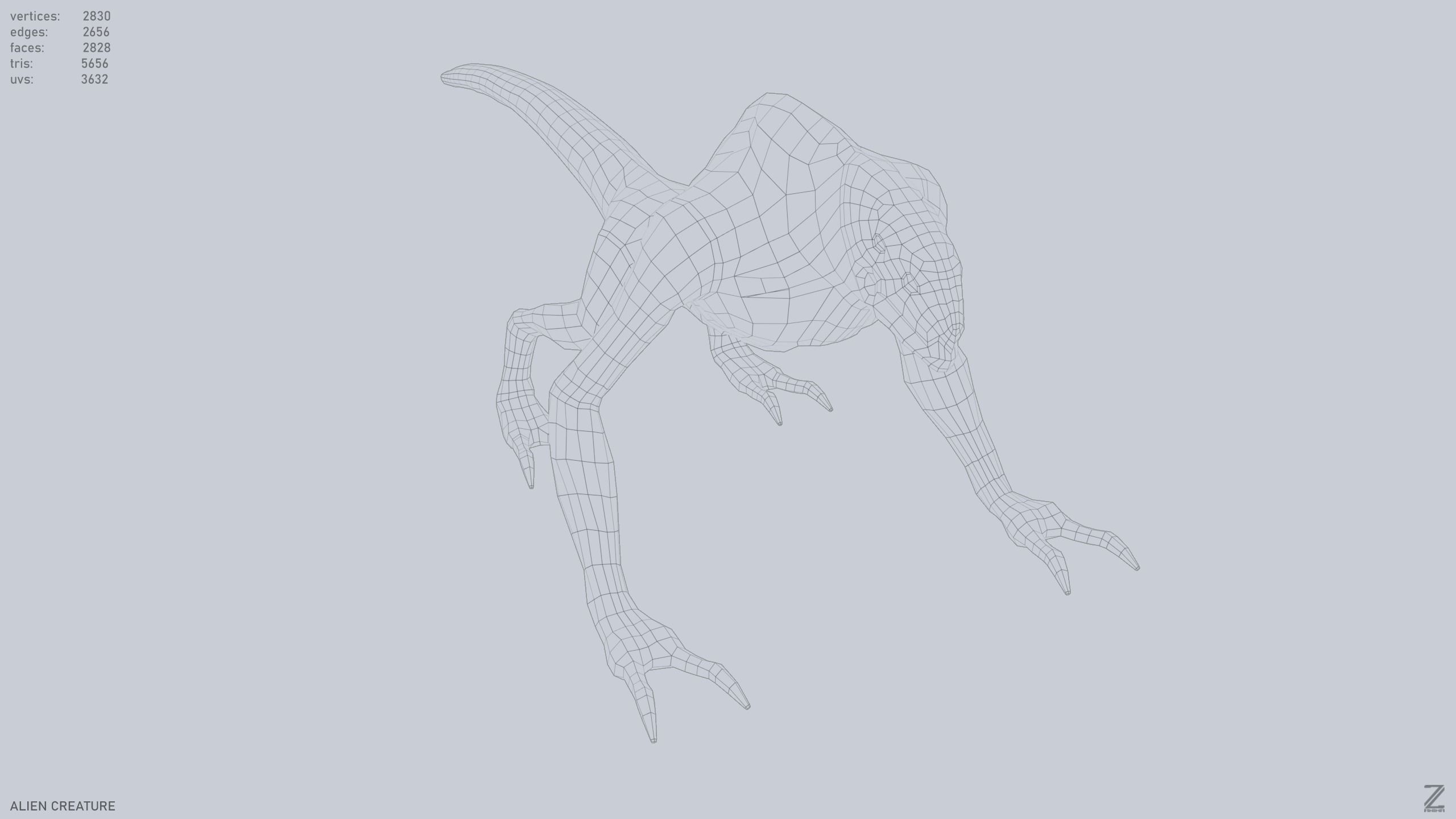 Alien creature Low-poly 3D model_15