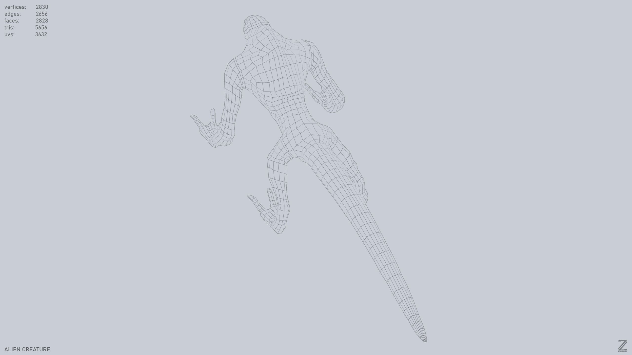 Alien creature Low-poly 3D model_12