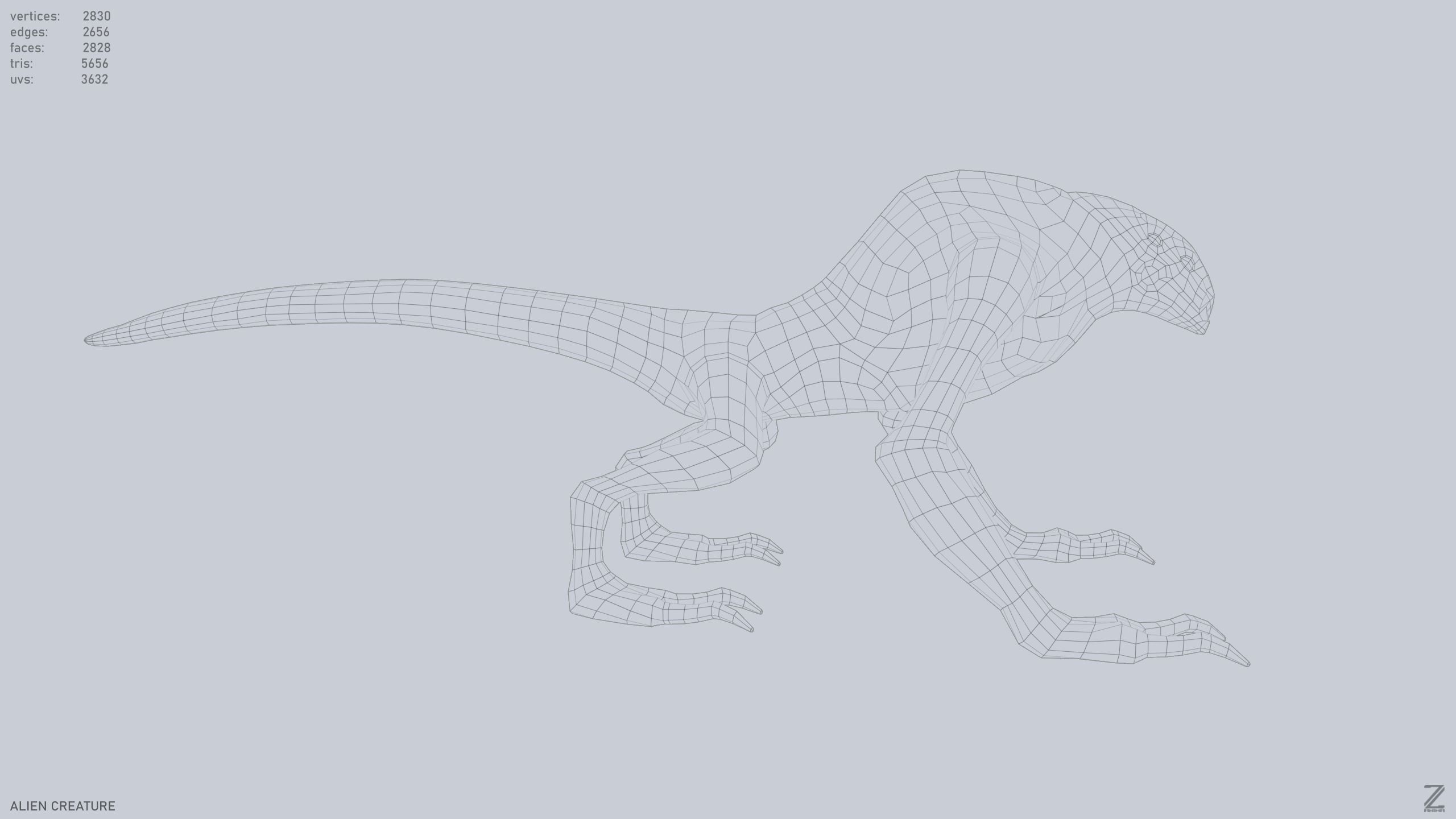 Alien creature Low-poly 3D model_14