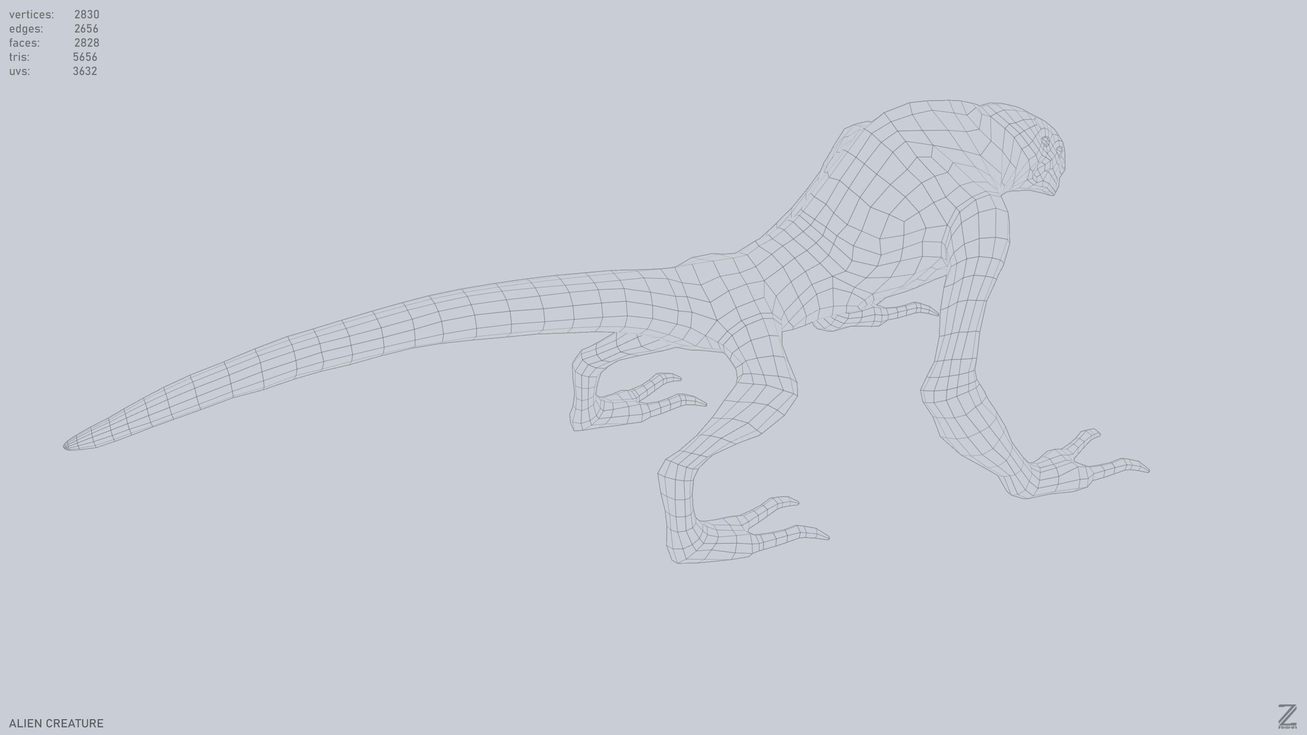 Alien creature Low-poly 3D model_13