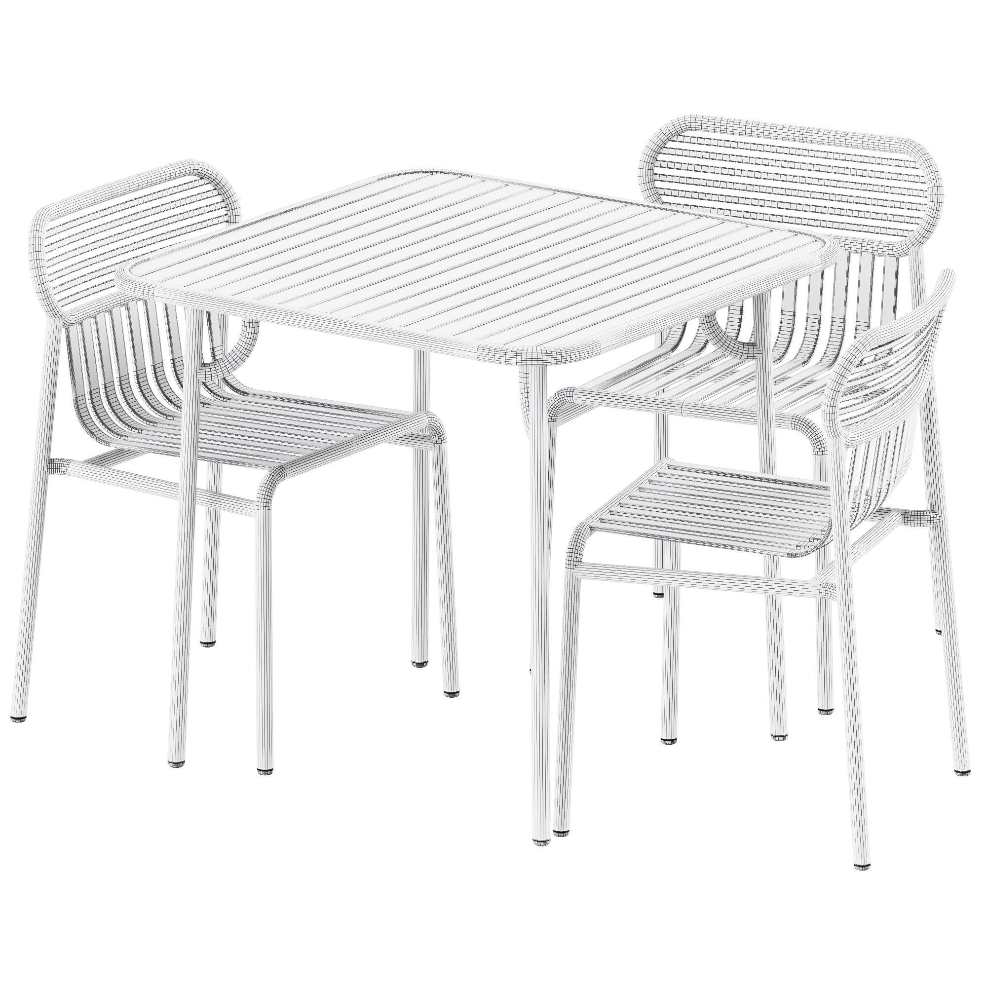 Week-end Garden Chair and Square Table by Petite Friture 3D model_2