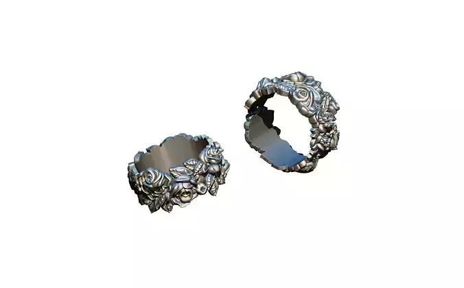 HighDetailed unique flower Rose ring
