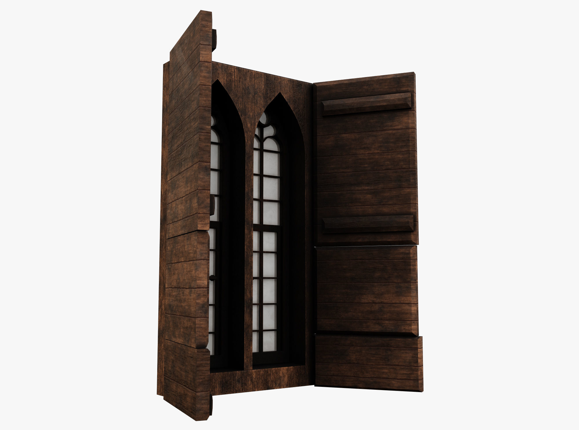 Medieval window Low-poly 3D model_3