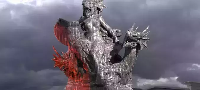 Ancient Dragon Deity on Throne Dark Demon