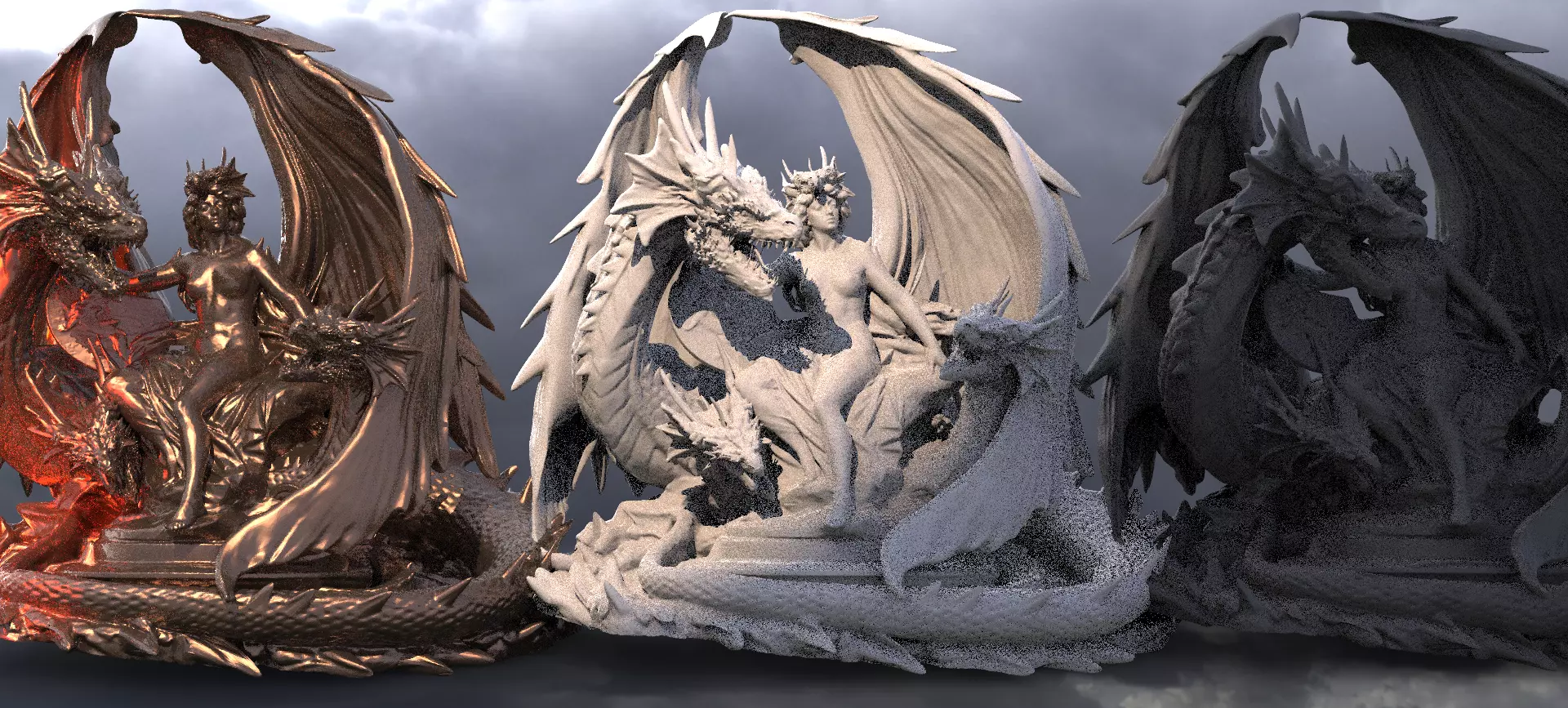 Dragon Throne of Power Sculpture Grand 3 3D model_0