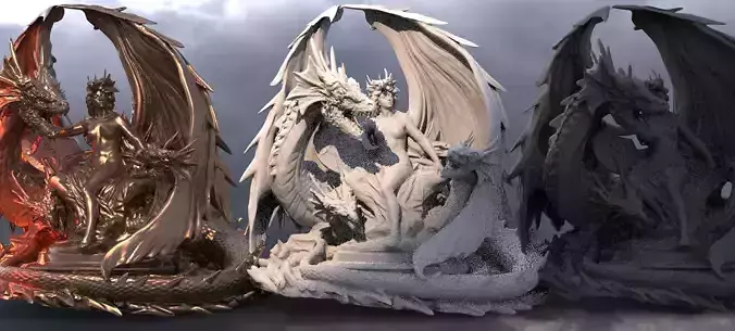 Dragon Throne of Power Sculpture Grand 3 3D model