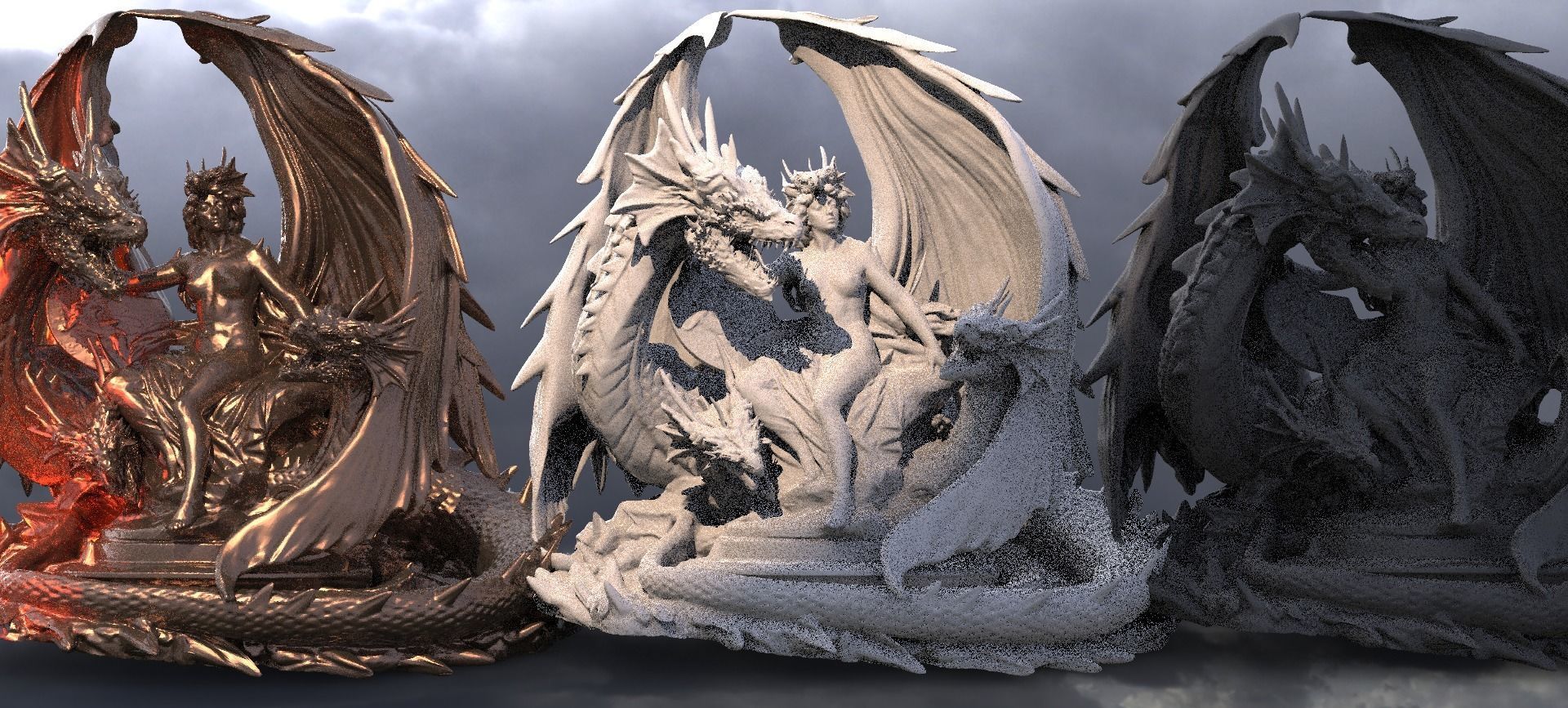 Dragon Throne of Power Sculpture Grand 3 3D model_1