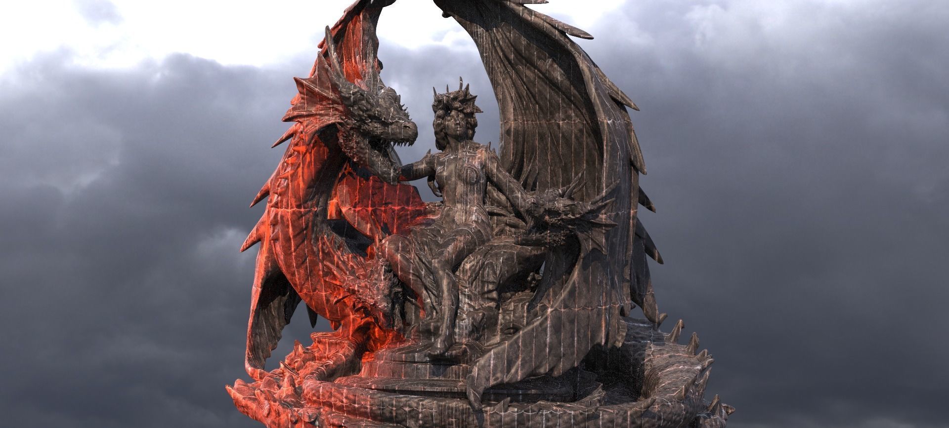 Dragon Throne of Power Sculpture Dark Queen  3D model_1