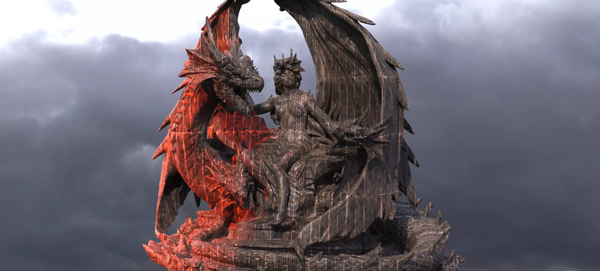 Dragon Throne of Power Sculpture Dark Queen  3D model_0
