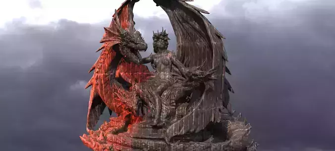 Dragon Throne of Power Sculpture Dark Queen  3D model