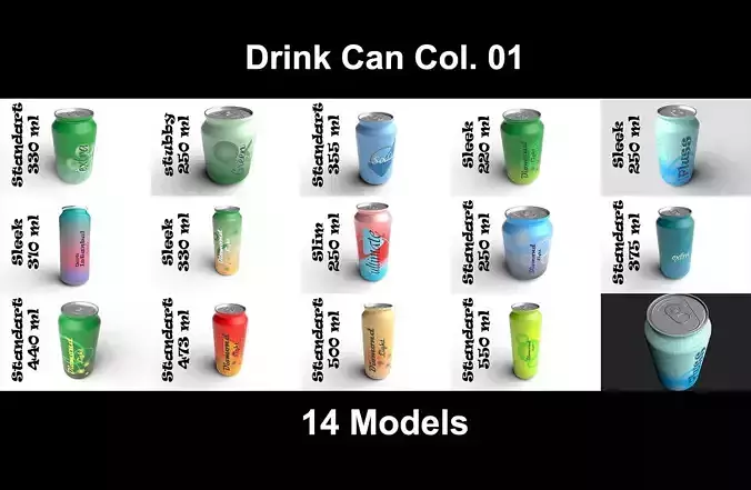 Drink Can Collection 01 - 14 Models 