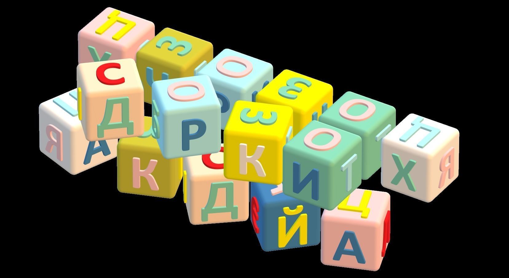 3D UA alphabet 3D letters Low-poly 3D model_4