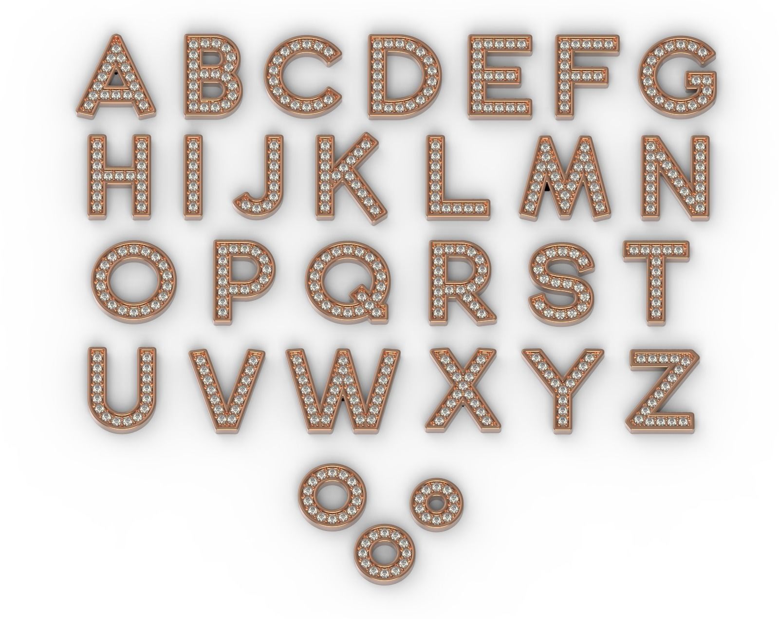 Diamond Alphabet Letters gemstones 1 mm Collection 3D print model_4