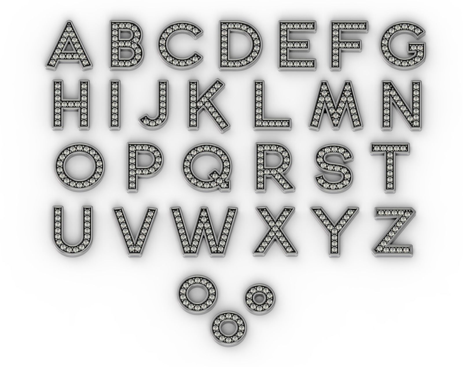 Diamond Alphabet Letters gemstones 1 mm Collection 3D print model_6