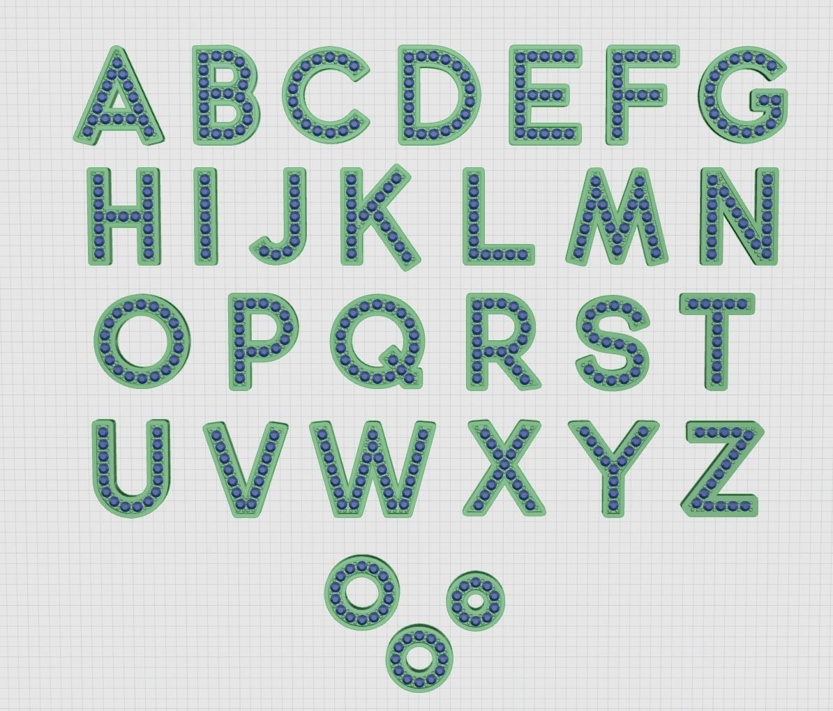Diamond Alphabet Letters gemstones 1 mm Collection 3D print model_9