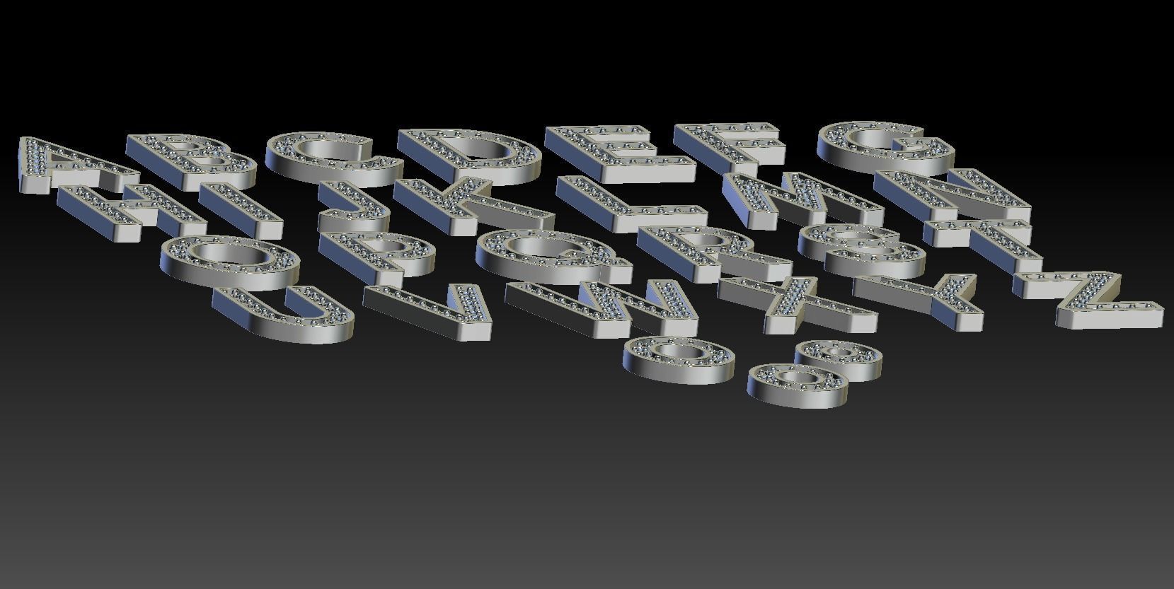 Diamond Alphabet Letters gemstones 1 mm Collection 3D print model_17