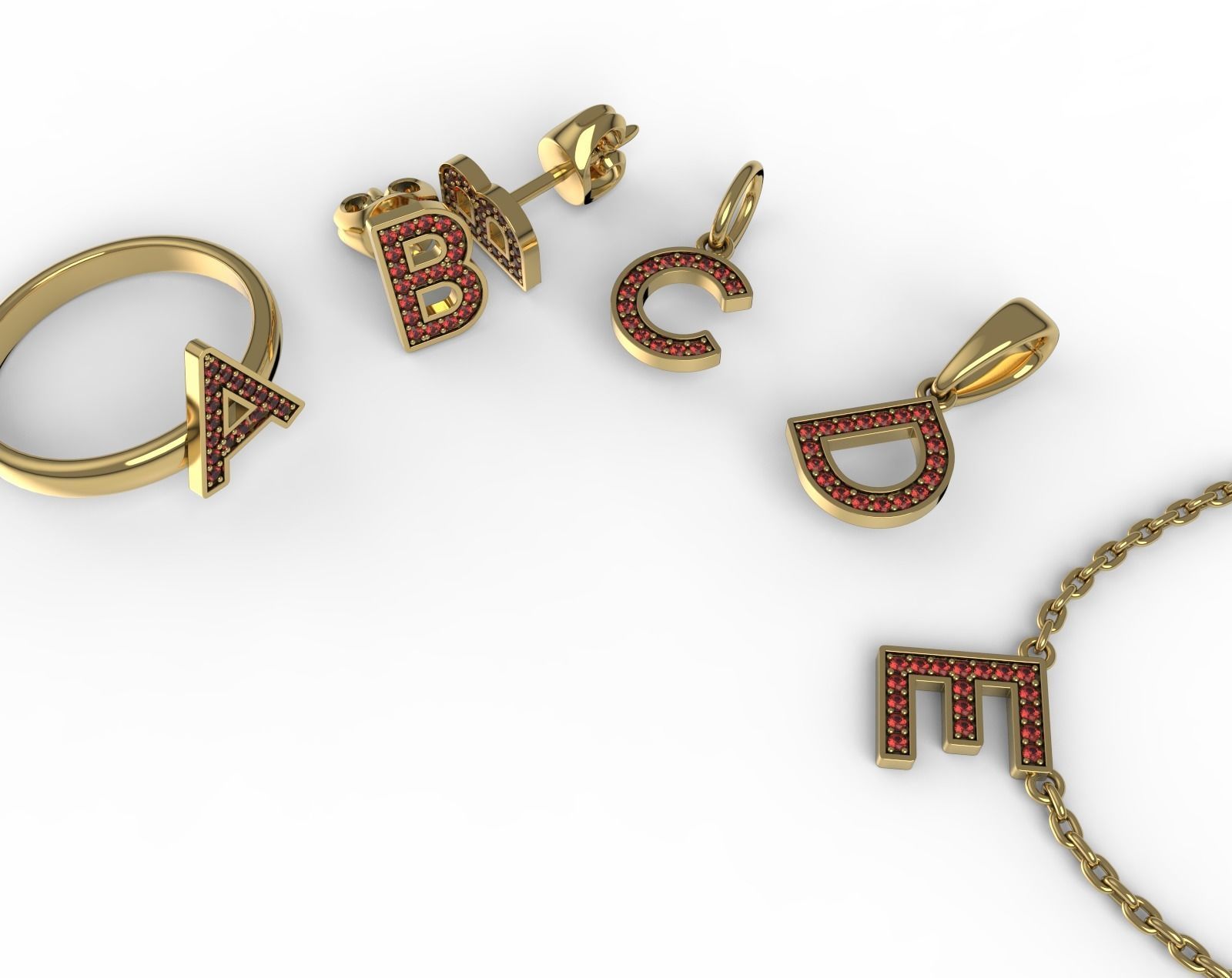 Diamond Alphabet Letters gemstones 1 mm Collection 3D print model_2