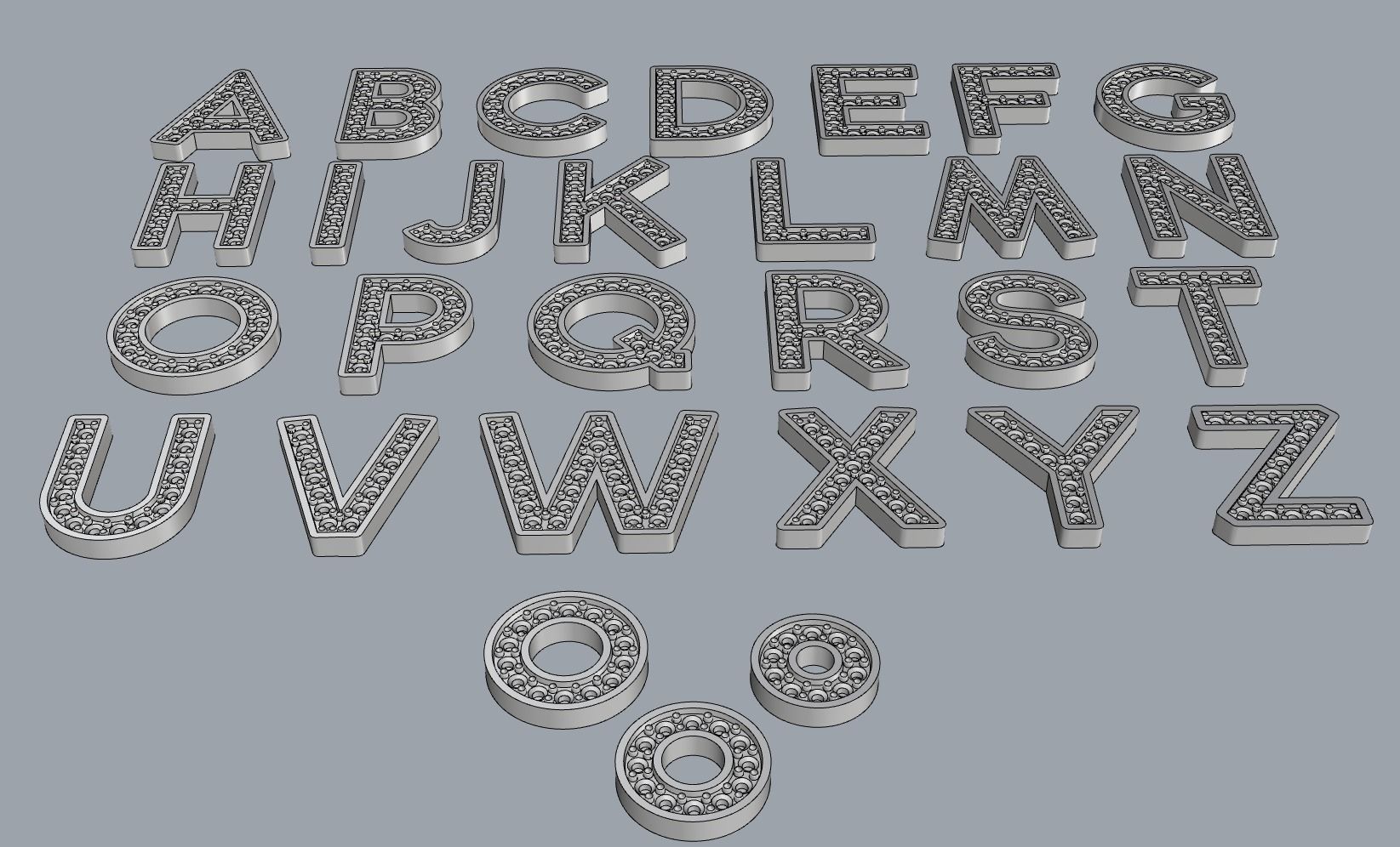 Diamond Alphabet Letters gemstones 1 mm Collection 3D print model_11