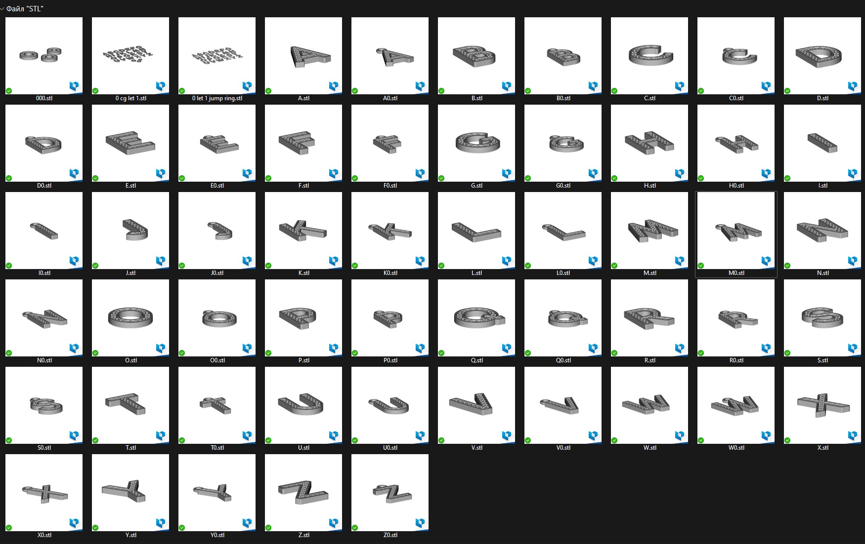 Diamond Alphabet Letters gemstones 1 mm Collection 3D print model_18