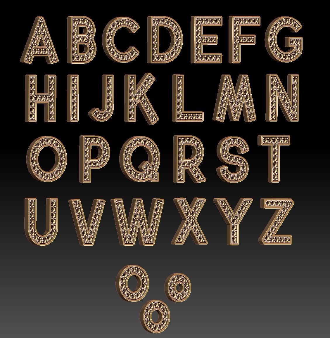 Diamond Alphabet Letters gemstones 1 mm Collection 3D print model_16