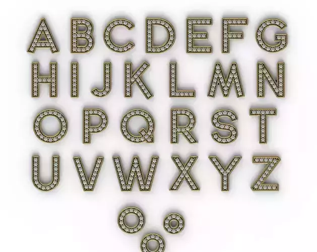 Diamond Alphabet Letters gemstones 1 mm Collection 3D print model