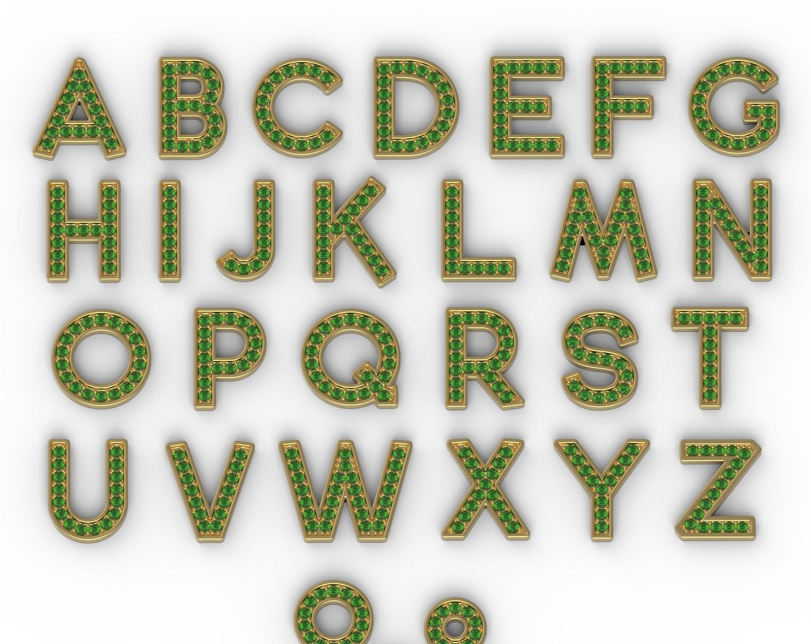 Diamond Alphabet Letters gemstones 1 mm Collection 3D print model_10