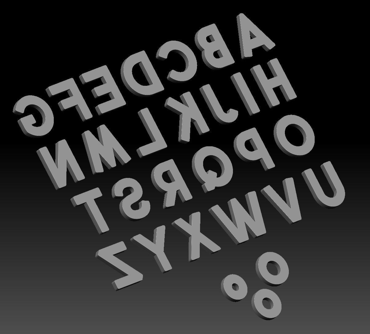 Diamond Alphabet Letters gemstones 1 mm Collection 3D print model_14