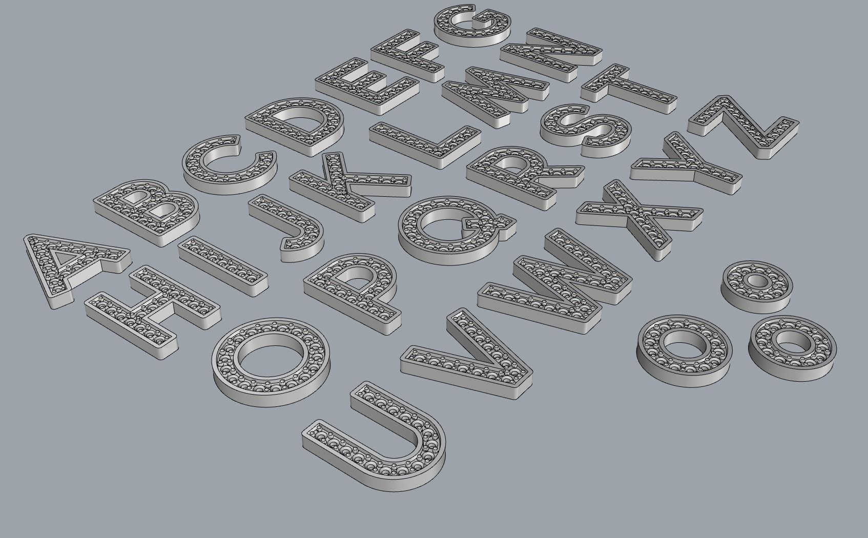 Diamond Alphabet Letters gemstones 1 mm Collection 3D print model_5