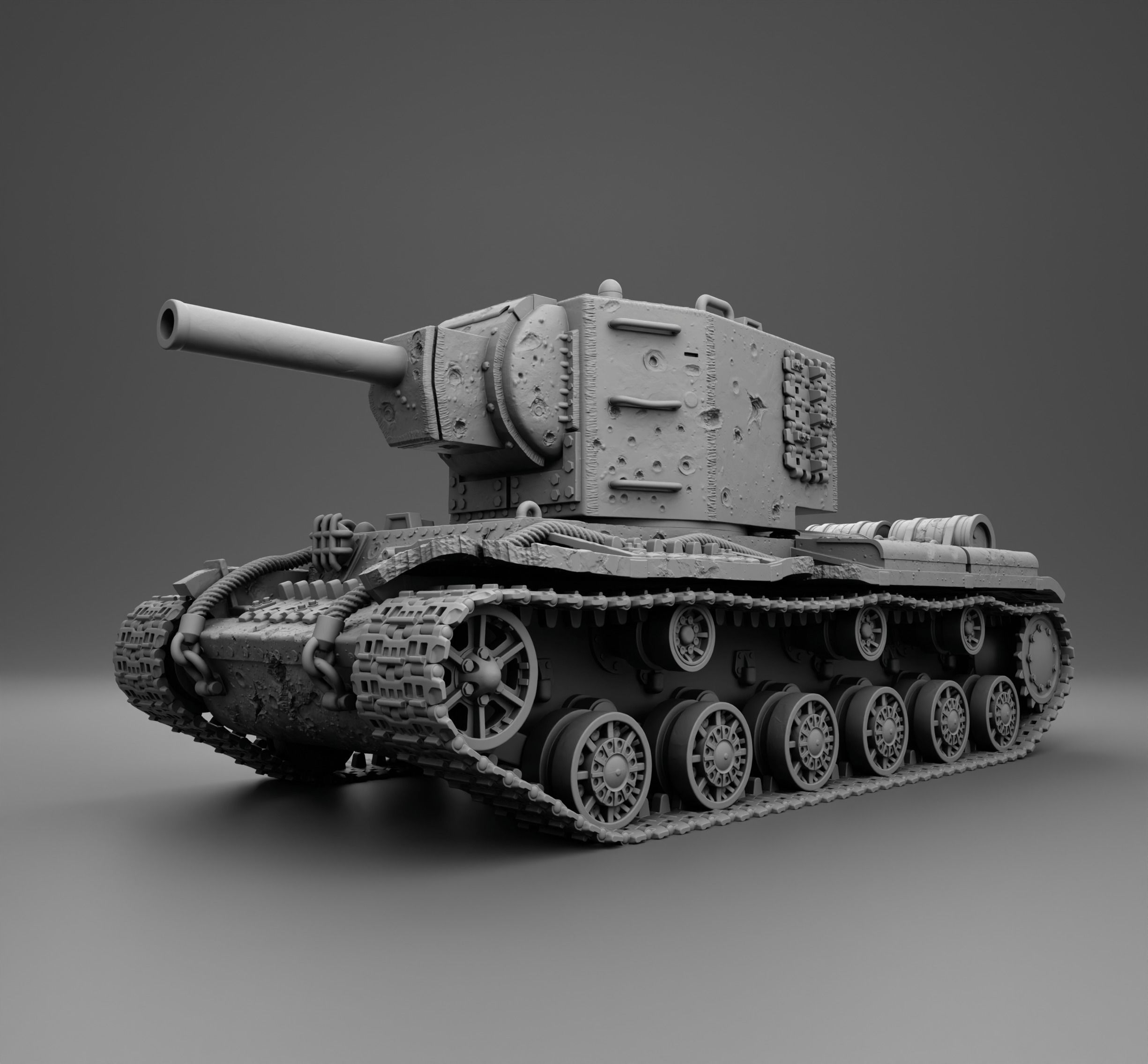 USSR tank KV-2 3D print model_3