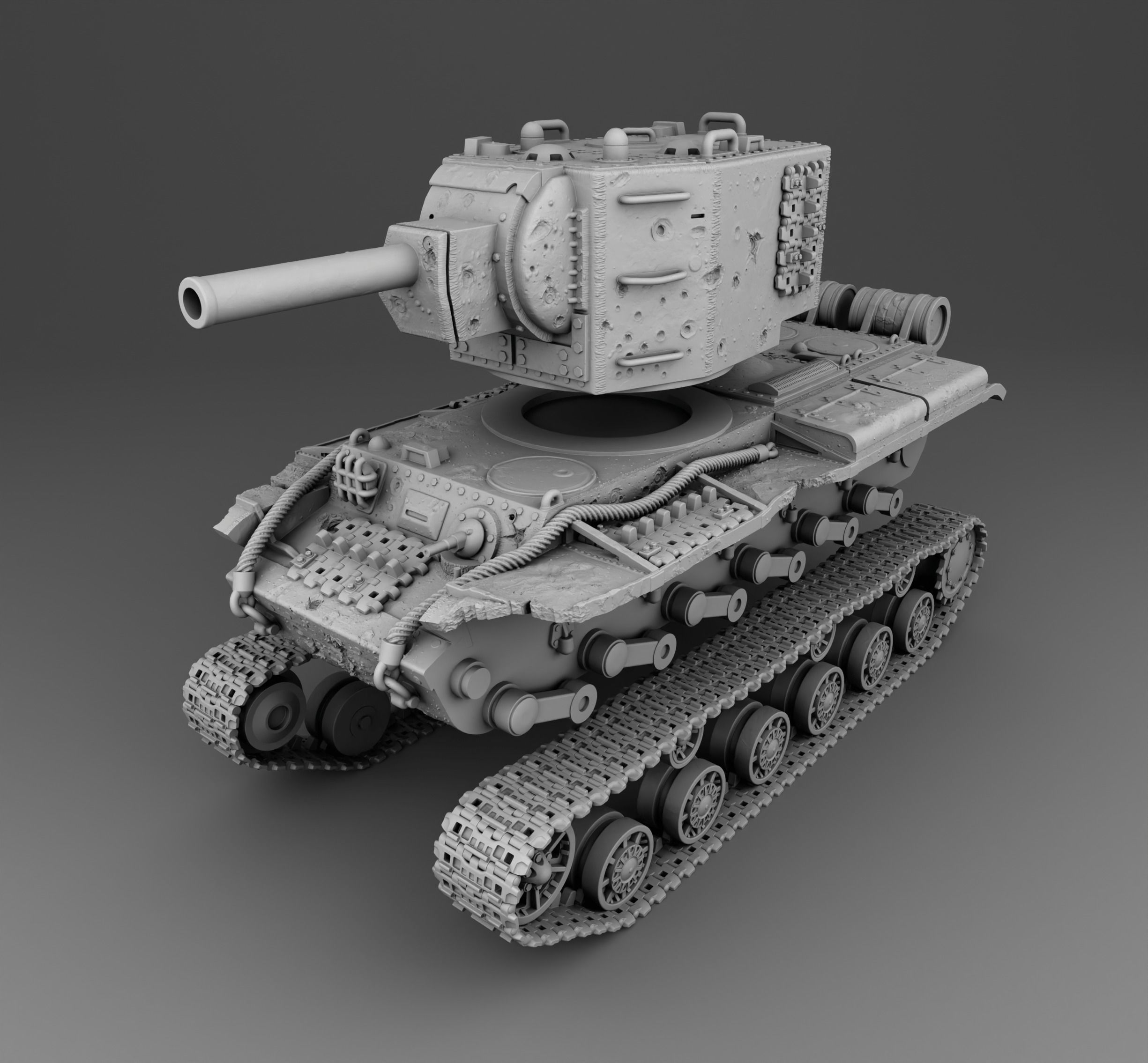 USSR tank KV-2 3D print model_4