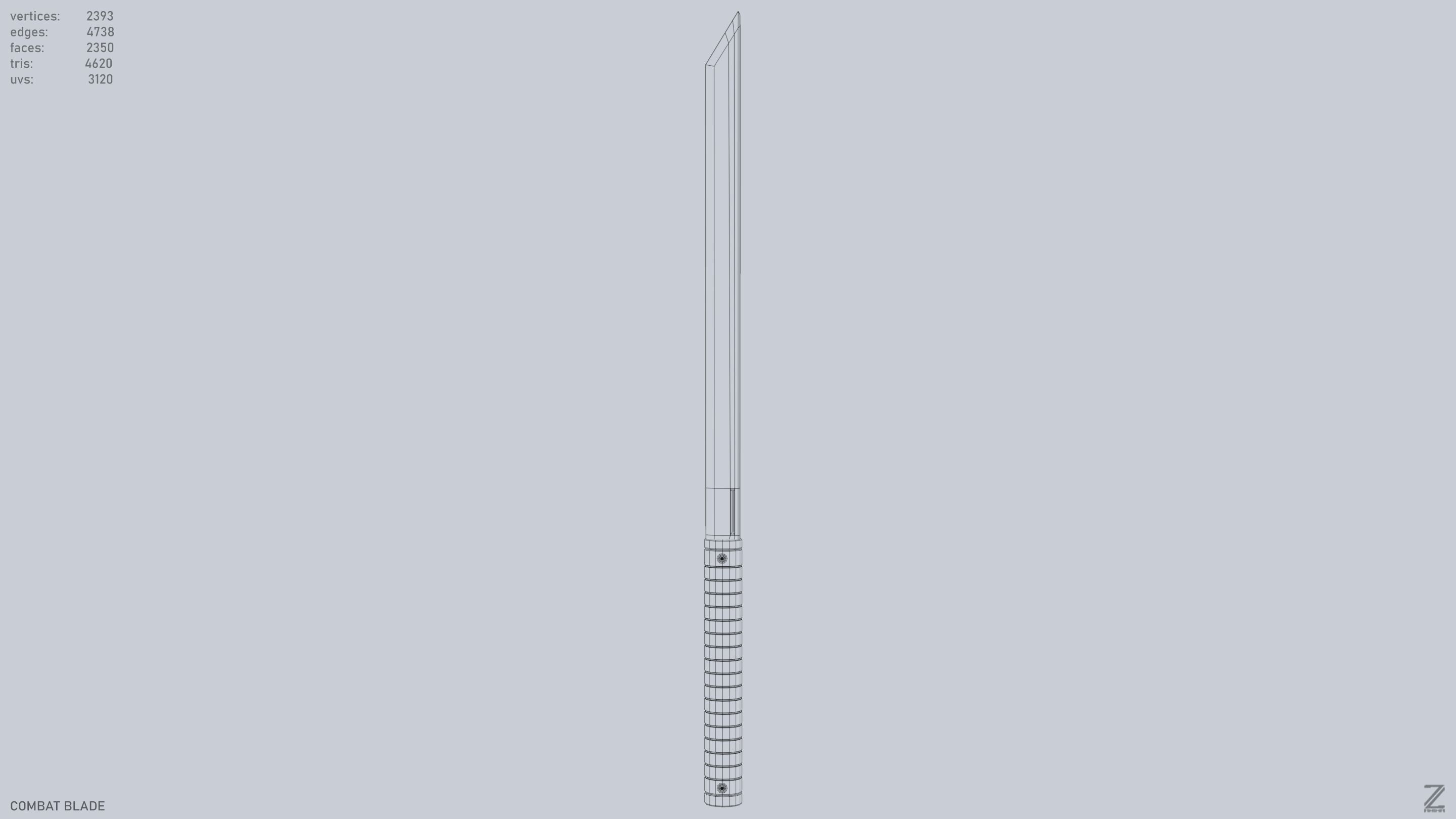 Combat blade Low-poly 3D model_10