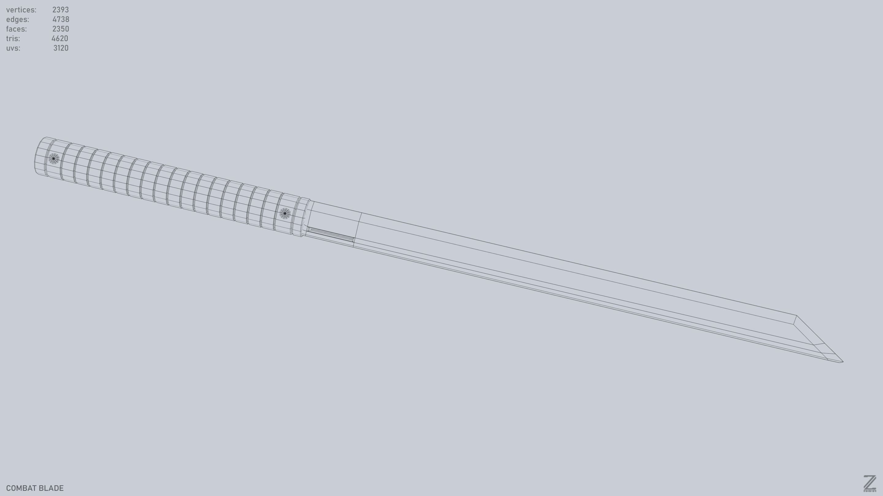 Combat blade Low-poly 3D model_12